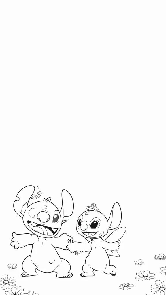 cute stitch and angel coloring pages